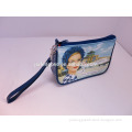 Digitally Printed PU cosmetic bag for women with handle